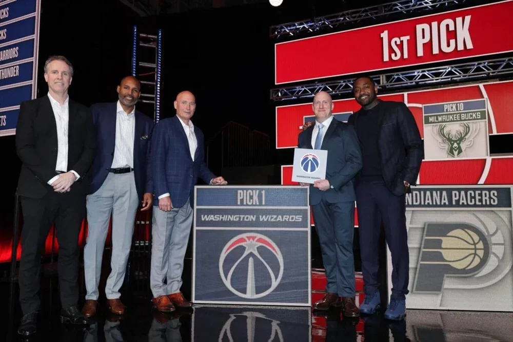 Photo of Washington Wizards execs and 2026 lottery representative John Wall.